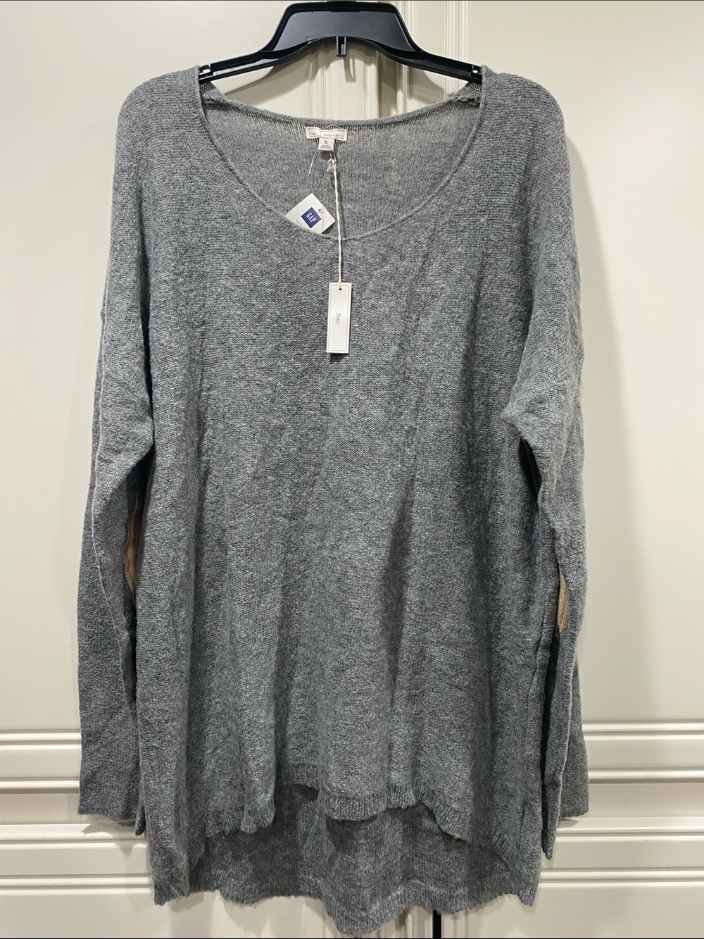 NWT gap hi lo scoop neck long sweater elbow patch XL tall
